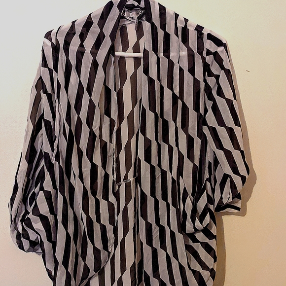 Black and white zebra striped shall - Picture 1 of 2